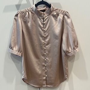 Ann Taylor Satin Blouse in Light Taupe